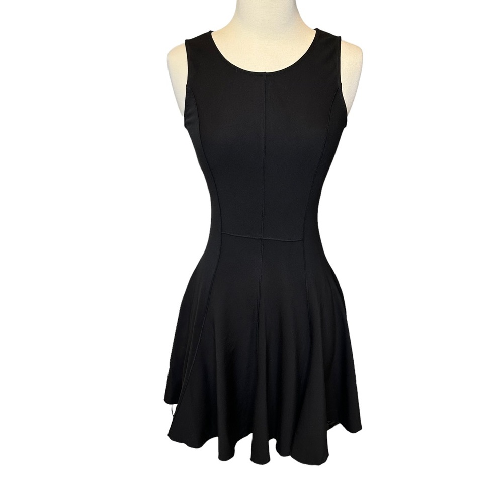 Halston Heritage Dress Womens Sleeveless Stretch A Line Zip Up Black 0 NWT
